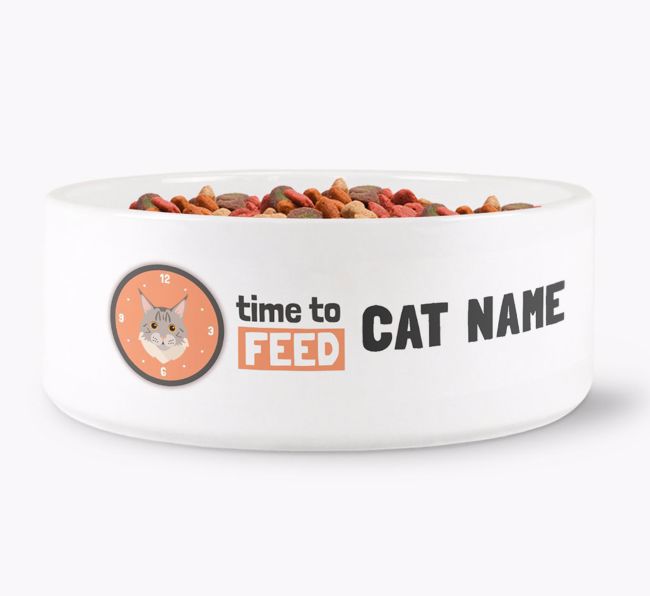 'Time to Feed {dogsName}' - Personalised Cat Bowl for your {breedFullName}